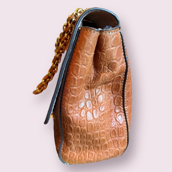 Authentic Mulberry Croc Embossed Lily Chain Bag – Cognac Brown Leather - Picture 4 of 8